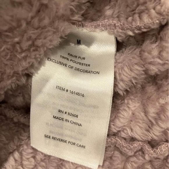 Women's medium soft fleece dusty mauve / light purple Cozy Cream Teddy Jacket - Picture 4 of 15